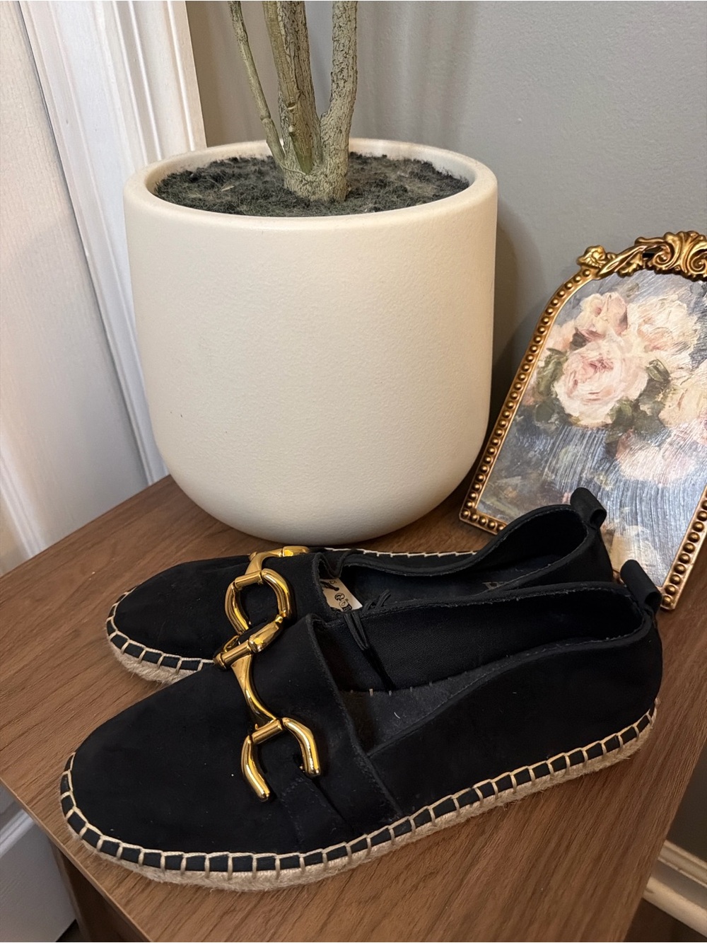 ZARA Black Horsebit Espadrille Loafers EU 40 US 9 Quiet Luxury Preppy Chic - Picture 4 of 7